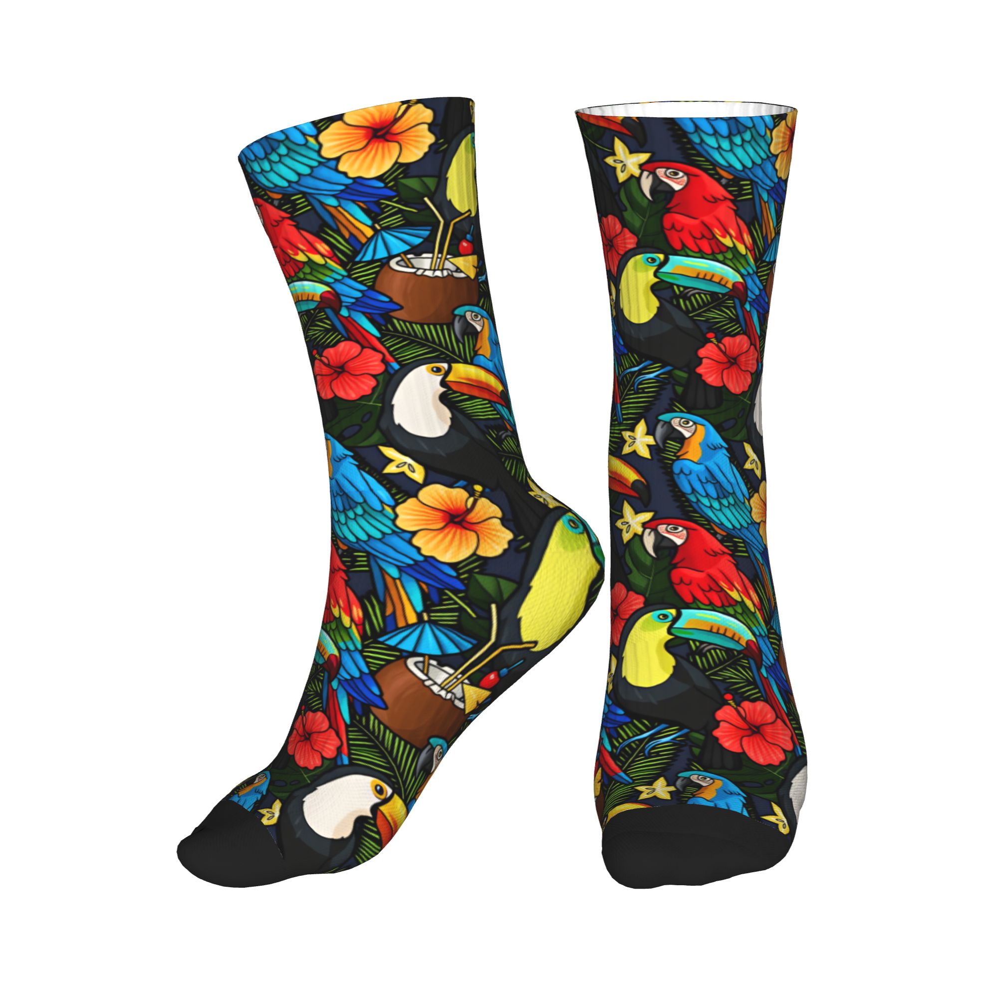 Dress Sock Men - Tropical Macaw Toucan Fruit Floral Men's