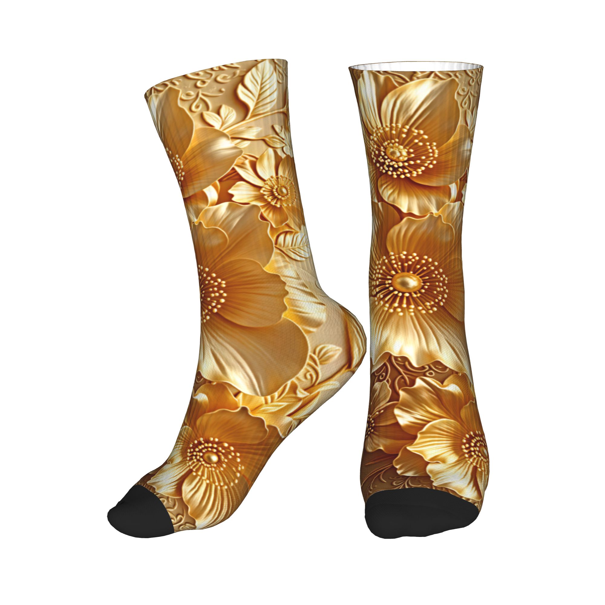 3D Embossed Golden Floral Seam - Dress Sock Men recension och pris